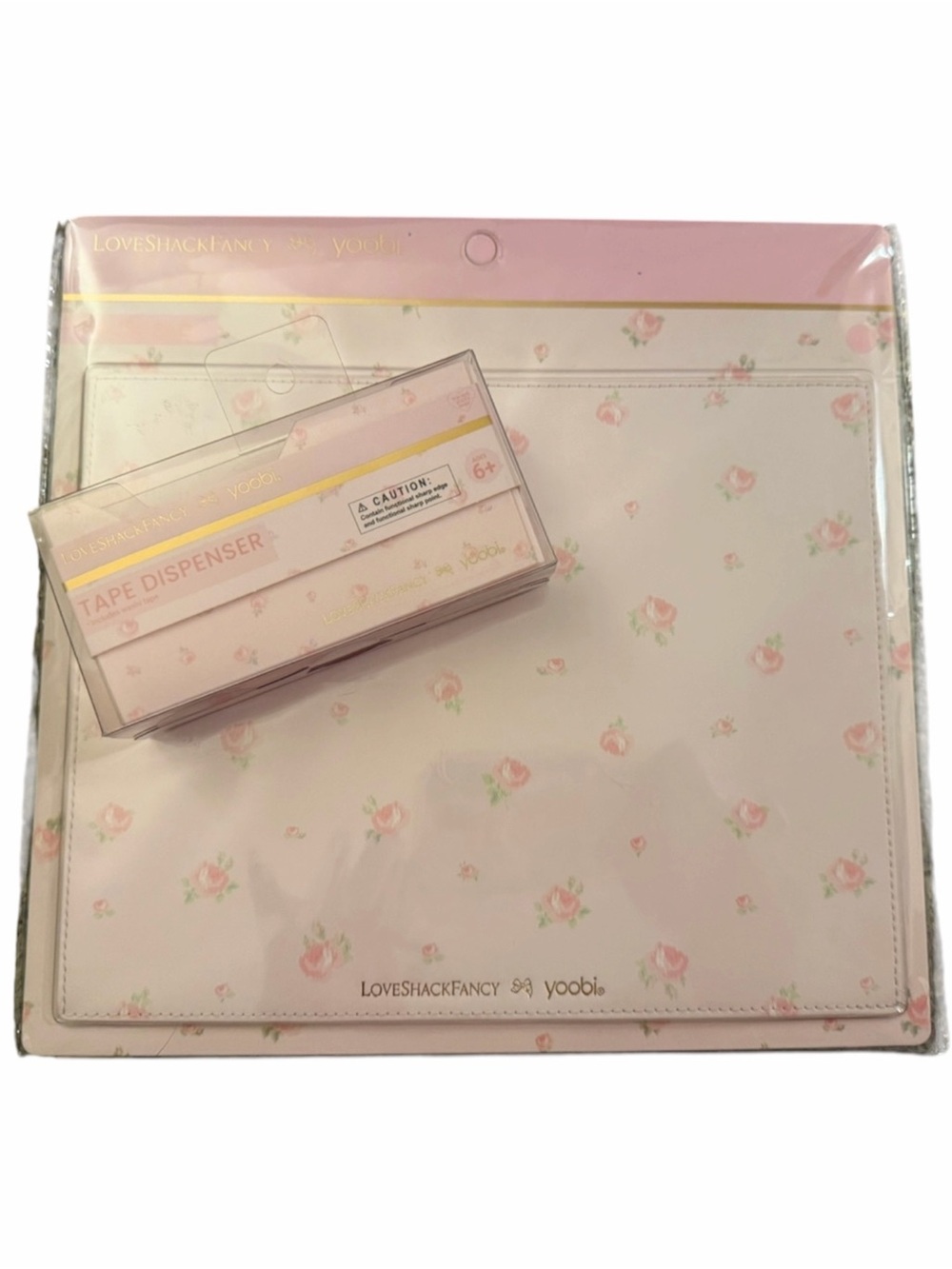 LoveShackFancy X Yoobi Blooming Heirloom Mouse Pad Strawberry Macaroon Tape Disp